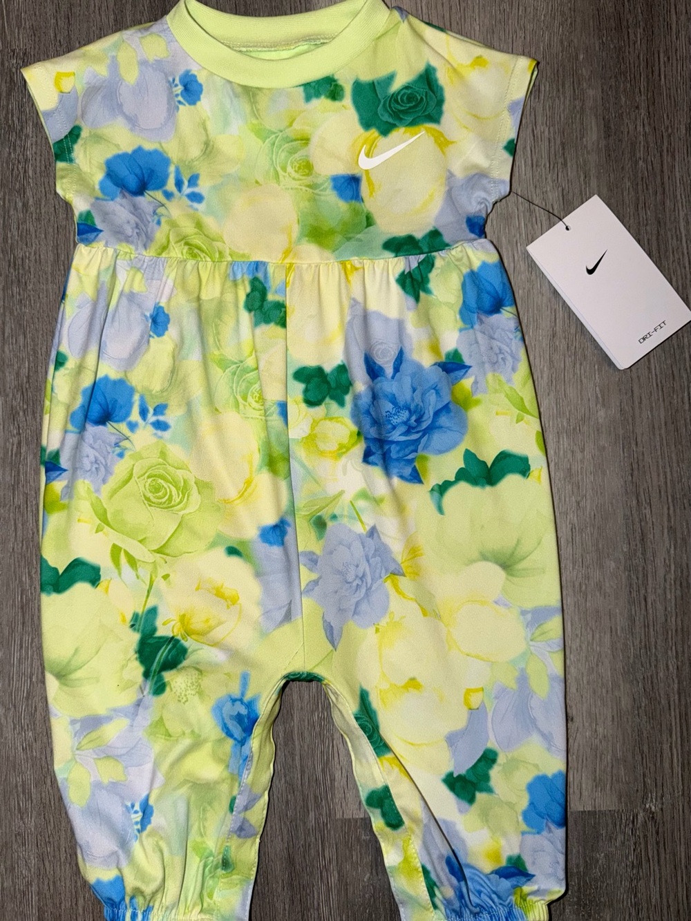 Nike Floral Baby Romper - Yellow, Blue & Green